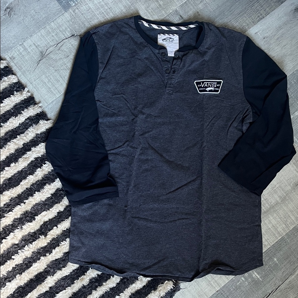Vans Black and Gray Henley Shirt